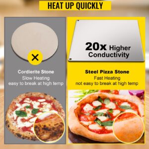 VEVOR Baking Steel Pizza, Rectangle Steel Pizza Stone, 14" x 20" Steel Pizza Plate, 0.4"Thick Steel Pizza Pan, High-Performance Pizza Steel for Oven, Baking Surface for Oven Cooking and Baking