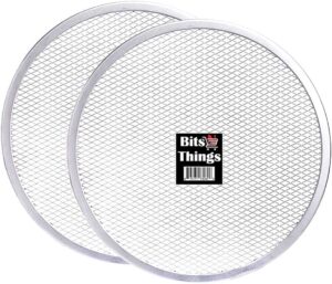 bits n things pizza screen 10 inch seamless round, 2 pack aluminum mesh pizza screen, baking tray for home kitchen restaurant
