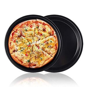 candeal 2-pack non-stick deep dish pizza pan, 10 inch 24cm pizza tray carbon steel round pizza bakeware set,dishwasher safe pizza pan set for restaurants and homemade pizza baking