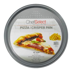 Chef Select Pizza Crisper Pan, 14-Inch Round, Large Size, Steel, Non-Stick, Perforated - Pizza, Fries, Bread, Large Cookies