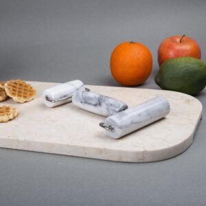 Creative Home Natural Marble Double Pastry Pie Roller, 4-/12" x 7-1/2" x 1-1/4" H, Off-White (Patterns may very)