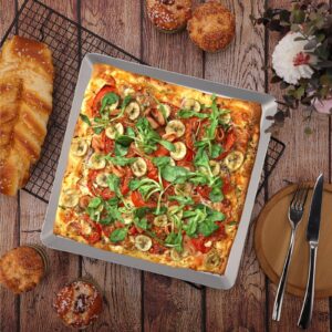 Beasea Square Pizza Pan for Oven, 11.8 Inch Pizza Pan with Holes Aluminum Alloy Pizza Oven Tray Pizza Crisper Pan Pizza Baking Tray Bakeware for Home Restaurant Kitchen