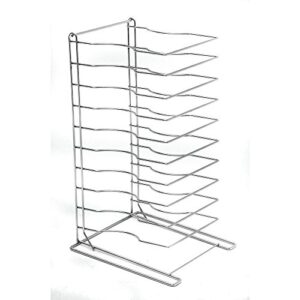 american metalcraft 19033 chrome-plated steel pizza cooling rack, over size, 10 shelves, 16" square base, silver