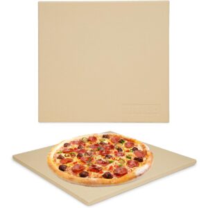 mimiuo pizza stone for oven and bbq grill, 13 inch square bread baking stone, heavy duty large ceramic pizza pan for baking pie cookie and cheese