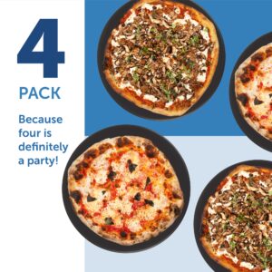 4-Pack Ceramic Pizza Stones - Make Restaurant-Quality Pizza Right at Home - Easy to Use - Durable up to 500℉ - 100% Black Cordierite - 11.75” Diameter