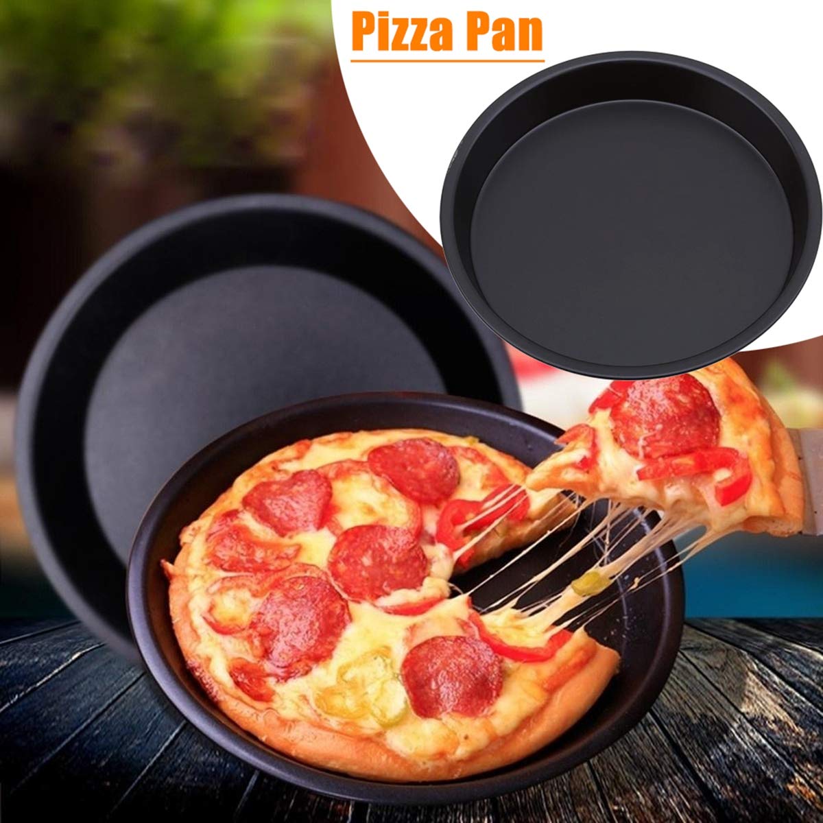 Stainless Steel Round Pizza Pan,Carbon Steel Non-Stick Oven Pizza Plate Pan Bakeware Tray Mold Deep Dish Pizza Pan(8inch)