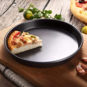 Stainless Steel Round Pizza Pan,Carbon Steel Non-Stick Oven Pizza Plate Pan Bakeware Tray Mold Deep Dish Pizza Pan(8inch)