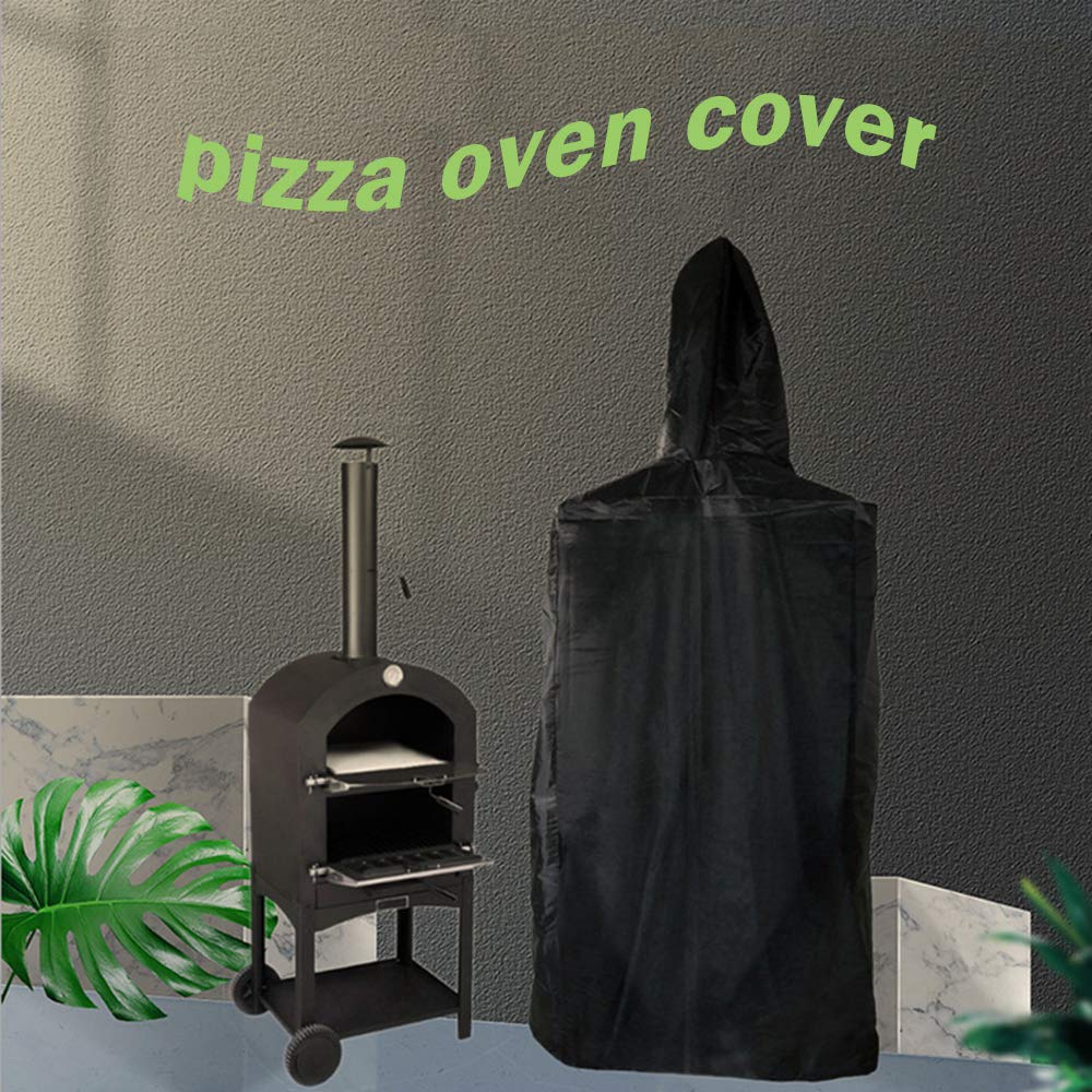 FLR 65 Inch Outdoor Pizza Oven Cover,BBQ Grill Cover, Outdoor Pizza Oven Rain Cover, Heavy Duty Dust-Proof Weather Resistant Polyester Fabric Protective Cover-Black (65x25.5x18in)