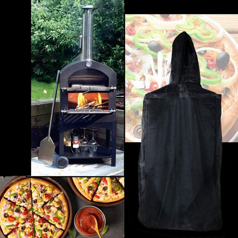 FLR 65 Inch Outdoor Pizza Oven Cover,BBQ Grill Cover, Outdoor Pizza Oven Rain Cover, Heavy Duty Dust-Proof Weather Resistant Polyester Fabric Protective Cover-Black (65x25.5x18in)