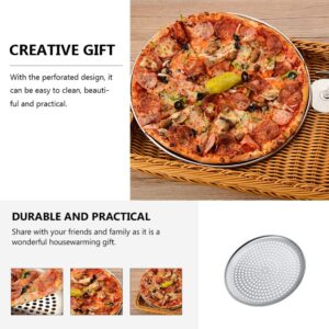 Zerodeko Stainless steel Pizza Pan Round Perforated Pizza Tray Pizza Baking Pan Pizza Serving Tray Crisper Pan with Holes for Oven Baking Supplies 9inch