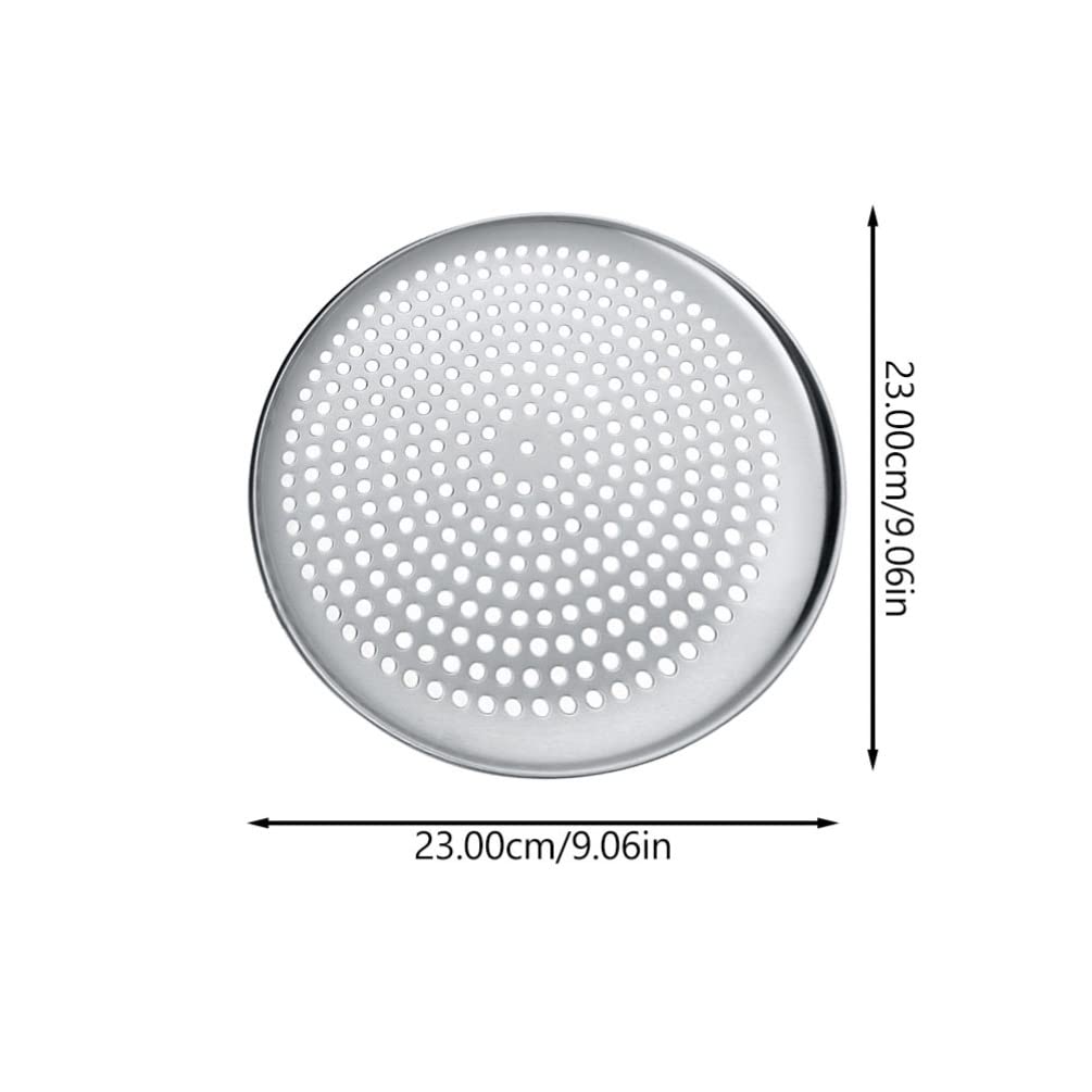 Zerodeko Stainless steel Pizza Pan Round Perforated Pizza Tray Pizza Baking Pan Pizza Serving Tray Crisper Pan with Holes for Oven Baking Supplies 9inch