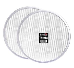 bits n things pizza screen 12 inch seamless round, 2 pack aluminum mesh pizza screen, baking tray for home kitchen restaurant