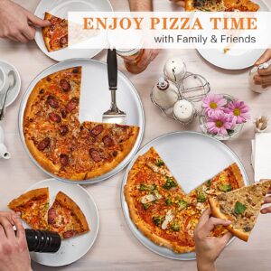 Worldity Pizza Serving Tray, 12 Inch Stainless Steel Pizza Pan, Food Grade Safe Pizza Pans, Round Pizza Tray for Oven, Pizza Plate for Pie, Cookie, Dishwasher Safe(4 Pack)