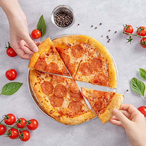 Restaurantware Met Lux 10 Inch Commercial Pizza Pan 1 Coupe Style Pizza Cooking Tray - Heavy-Duty 18-Gauge Aluminum Round Baking Tray Oven-Baking For Pizzas & More