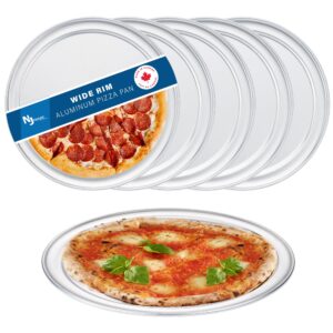 norjac wide-rim pizza pan, 10 inch, 6 pack, restaurant-grade, 100% solid aluminum, baking pan, oven-safe, rust-free.