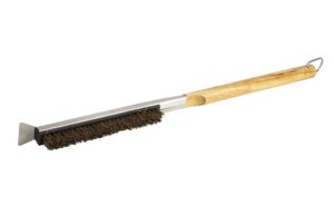 pizzacraft long handled pizza stone brush, 21", made with all natural acacia wood