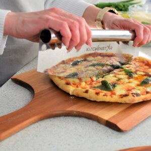 KitchenStar Pizza Stone for Oven and Grill 12 inch + Acacia Wood Pizza Peel 12" - Pizza Making Set Bundle - Premium Pizza Oven Accessories and Tools