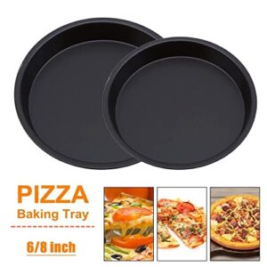 BYBYCD 6/8 Inch Round Pizza Pan Deep Dish Plate Tray Mold Non-Stick Carbon Steel Baking Tools(6inch)