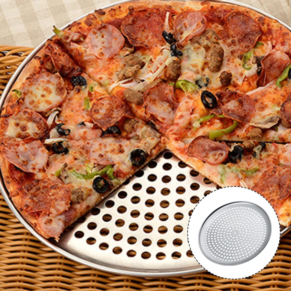 Cabilock Nonstick Pizza Pan Home Pizza Oven Pizza Baking Sheet Stainless steel Pizza non stick pizza pan round baking pan pizza for oven Pan Round Perforated Stainless Steel Griddle