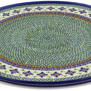 Polish Pottery Pizza Plate 17-inch Gingham Flowers