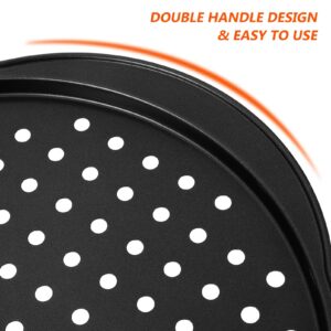 Hemoton Non-Stick Pizza Pan with Holes, 4 Pcs Baking Steel Pizza Pan with Holes, Round Pizza Pan for Oven, Bakeware Pizza Tray, Nonstick Crisper Pizza Pan Set (12.5 Inch/32cm)