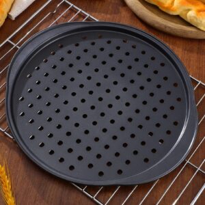 Hemoton Non-Stick Pizza Pan with Holes, 4 Pcs Baking Steel Pizza Pan with Holes, Round Pizza Pan for Oven, Bakeware Pizza Tray, Nonstick Crisper Pizza Pan Set (12.5 Inch/32cm)