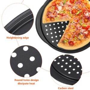 Hemoton Non-Stick Pizza Pan with Holes, 4 Pcs Baking Steel Pizza Pan with Holes, Round Pizza Pan for Oven, Bakeware Pizza Tray, Nonstick Crisper Pizza Pan Set (12.5 Inch/32cm)