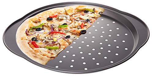 Nonstick Coating Carbon Steel Pizza Crisper - Baking Pan with Holes, 13"