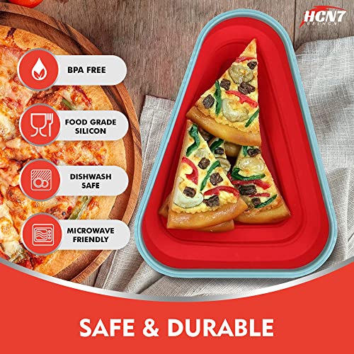 Pizza Storage Container with 5 Microwavable Serving Trays Reusable, Foldable Pizza Keeper Container Expandable, Dishwasher Safe and Reusable Pizza Saver Container by HCN7 (RED*)