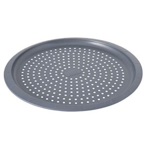 berghoff gem non-stick carbon steel round 14.5" perforated pizza pan 1.1 qt., ferno-green, non-toxic coating, even baking, portion control grid lines