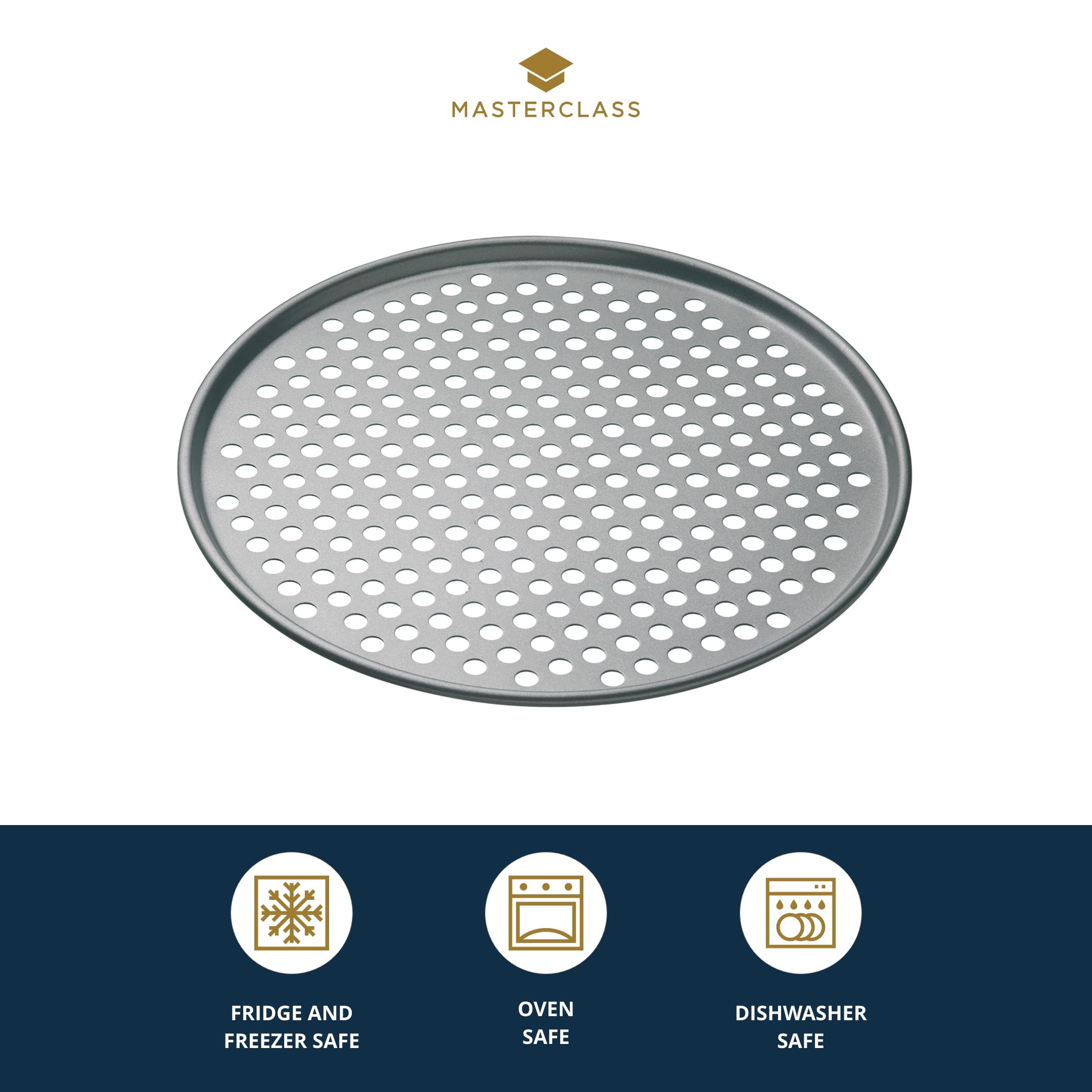 Master Class KCMCHB14 Perforated Pizza Tray, Grey, 32cm