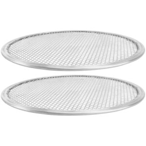 nuobesty 2pcs aluminum pizza baking screen 16 inch mesh pizza tray seamless round pizza screen nonstick pizza pan oven bakeware pizza making net tools