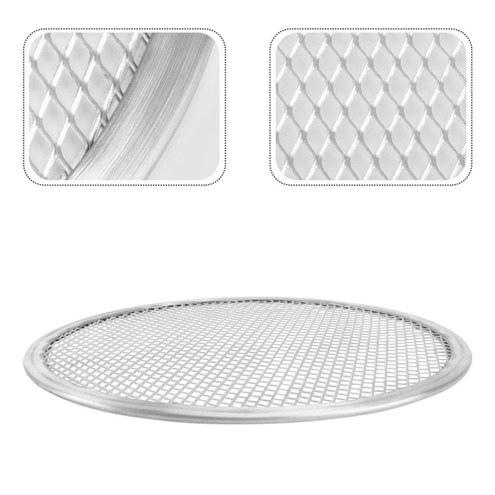 NUOBESTY 2pcs Aluminum Pizza Baking Screen 16 Inch Mesh Pizza Tray Seamless Round Pizza Screen Nonstick Pizza Pan Oven Bakeware Pizza Making Net Tools