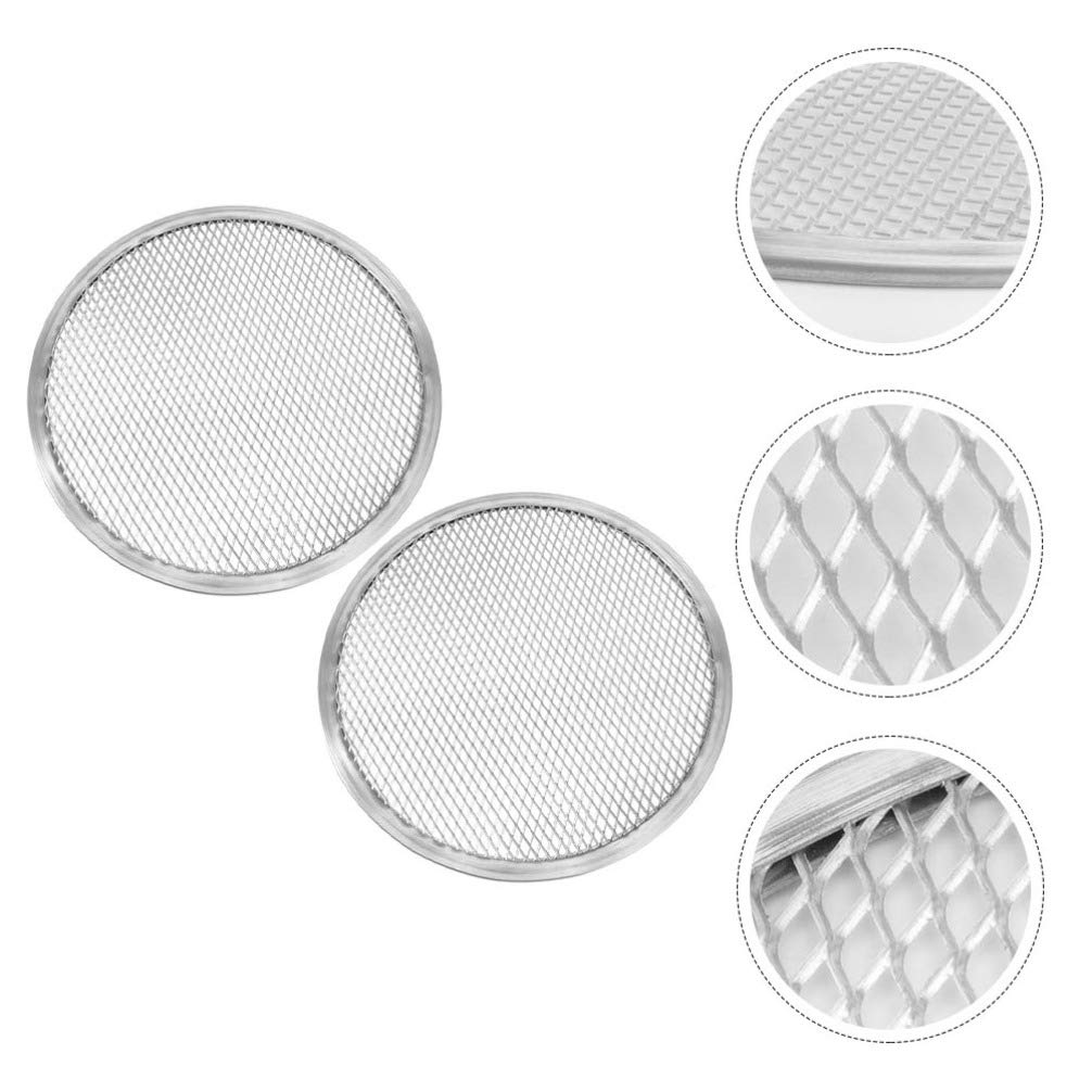 NUOBESTY 2pcs Aluminum Pizza Baking Screen 16 Inch Mesh Pizza Tray Seamless Round Pizza Screen Nonstick Pizza Pan Oven Bakeware Pizza Making Net Tools