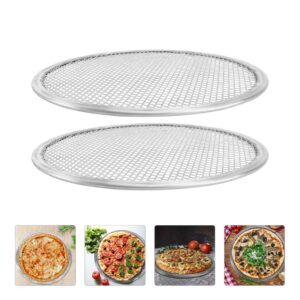 NUOBESTY 2pcs Aluminum Pizza Baking Screen 16 Inch Mesh Pizza Tray Seamless Round Pizza Screen Nonstick Pizza Pan Oven Bakeware Pizza Making Net Tools