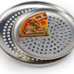 qiuqiu Pizza Plates Pizza Stainless Steel Pans with Holes Nonstick Round Pizza Baking Tray Plate Bakery Pizza Tools Oven Outdoor Mesh Net Metal-16inch (40cm)