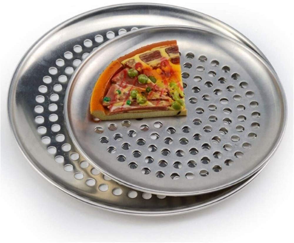 qiuqiu Pizza Plates Pizza Stainless Steel Pans with Holes Nonstick Round Pizza Baking Tray Plate Bakery Pizza Tools Oven Outdoor Mesh Net Metal-16inch (40cm)