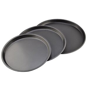 haoun pack of 3 non-stick cake pizza bakeware trays pan round (black 9-inch,10-inch,12-inch)