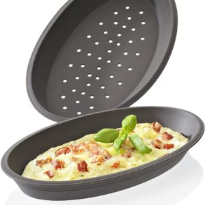 LURCH Germany Flexiform Silicone Oval Pizza Molds 9.8 x 5.9 inches - Set of 2 - Brown