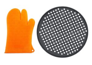 pizza pan steel 12.5 inches tray for oven | pizza pan with holes | baking pizza | kit with pizza screen and orange glove