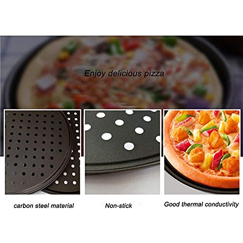 Jteyult 11 Inch Personal Perforated Pizza Pans Carbon Steel with Coating Easy to Clean Pizza Baking Tray