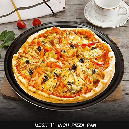 Jteyult 11 Inch Personal Perforated Pizza Pans Carbon Steel with Coating Easy to Clean Pizza Baking Tray