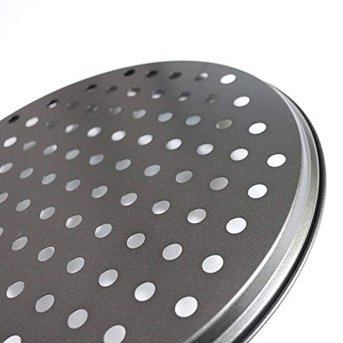 Jteyult 11 Inch Personal Perforated Pizza Pans Carbon Steel with Coating Easy to Clean Pizza Baking Tray