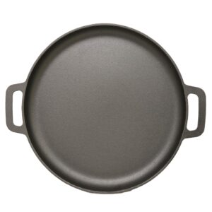 cuisiland 13.5" pre-seasoned cast iron pizza and baking pan (35cm diameter) for- stove, oven, grill or campfire