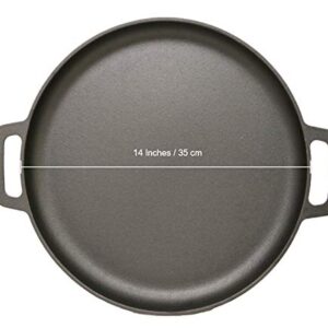 Cuisiland 13.5" Pre-Seasoned Cast Iron Pizza and Baking Pan (35cm Diameter) for- Stove, Oven, Grill or Campfire