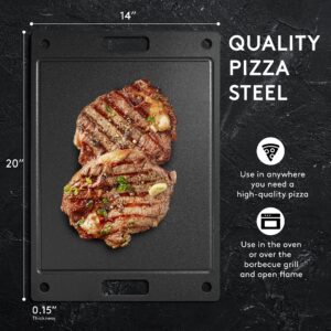 Pizza Steel for Oven, High Performance Steel Pizza Stone with Pizza Recipe book, Felt Storage Bag, Pastry Baking Mat, 2-in-1 Bench Scraper Tool, Crispy Pizza in Just 2-4 Min (five pieces pizza steel)