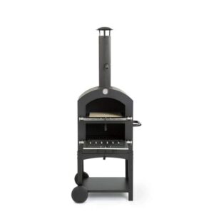 Wood Pellet Pizza Oven KU2B Wood Fire Garden Oven W/Pizza Stone, Stand Alone, Black/Stainless