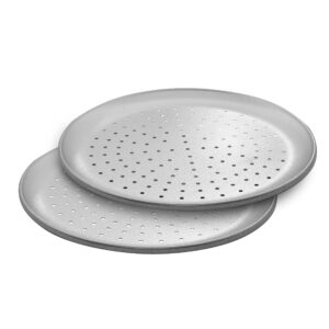 G & S Metal Products Company Grill Sensations Set of Two 12-inch Pizza Pans, Gray, GS248TH-AZ