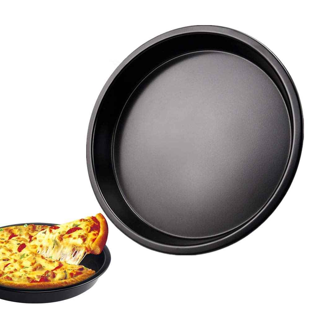 NJZYB Pizza Bakeware, Carbon Steel Non-Stick Coating Pie Pans for Oven Baking, Round Deep Dish Pizza Pan, Dishwasher Safe, for Kitchen, Party, Commercial,9inch