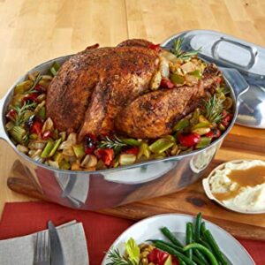 IMUSA USA Heavy Duty Cajun Oval Cast Aluminum Roaster 18", Silver